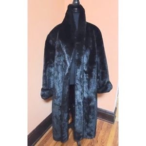 Dennis Basso Faux Fur - Full Length, Black/Leopard Lining sz 2X